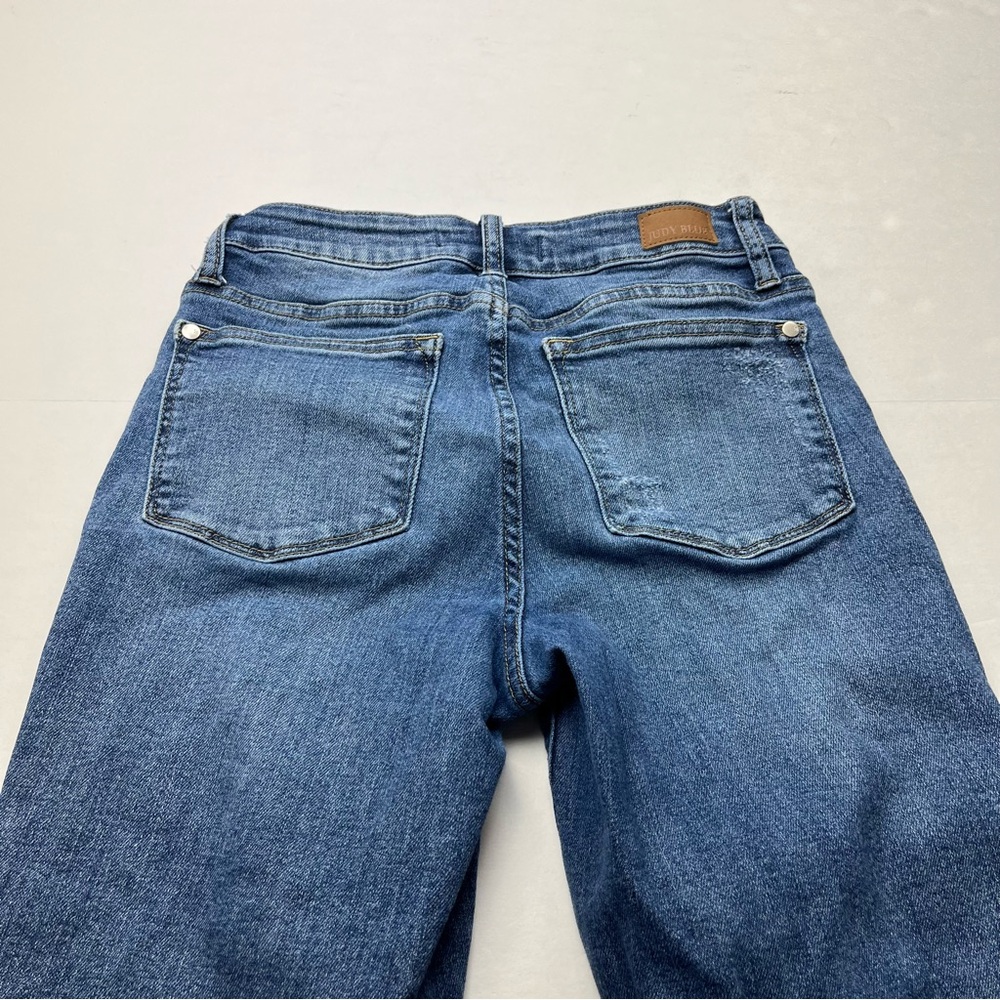 Judy Blue Distressed Relaxed Fit Womens Size 3 / 26 Blue Denim Jeans Frayed Hem - Picture 13 of 14